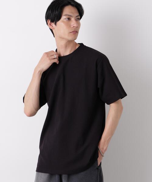 NANO universe(ナノユニバース)の「マイクロパイル クルーネックTシャツ 吸水速乾(セットアップ可)(Tシャツ/カットソー・メンズ・ブラック/ナチュラル・M/L)」の2枚目の写真