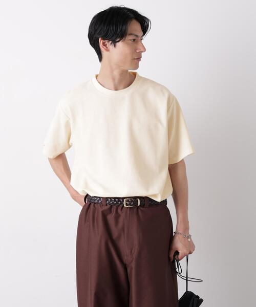 NANO universe(ナノユニバース)の「マイクロパイル クルーネックTシャツ 吸水速乾(セットアップ可)(Tシャツ/カットソー・メンズ・ブラック/ナチュラル・M/L)」の6枚目の写真