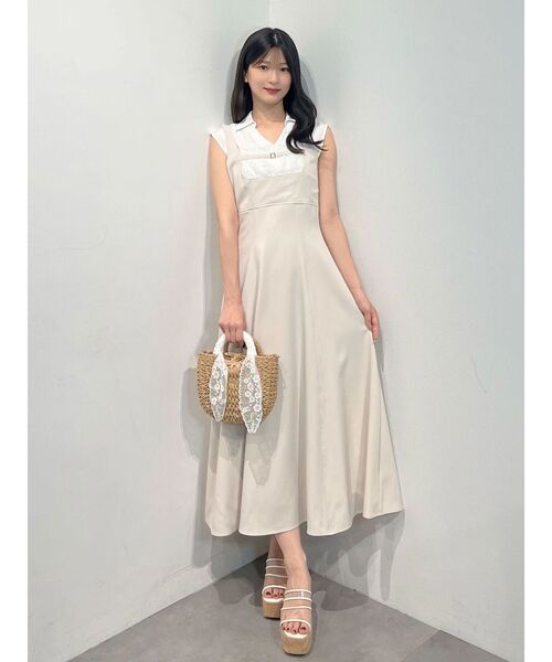 MERCURYDUO(マーキュリーデュオ)の「ビスチェドッキングレースレイヤードワンピース(ワンピース・レディース・インディゴブルー/ベビーピンク・FREE)」の2枚目の写真
