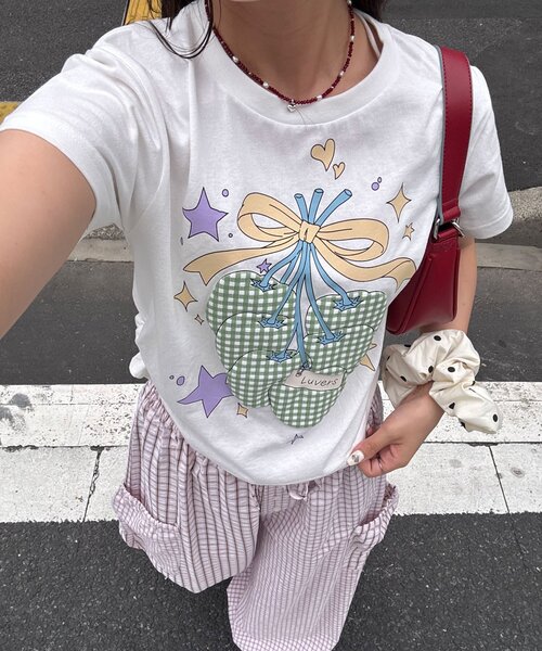 CIAOPANIC(チャオパニック)の「夢かわコンパクトTee(Tシャツ/カットソー・レディース・ホワイト/ブルー/ブルー系その他/ホワイト系その他・ONE SIZE)」の2枚目の写真