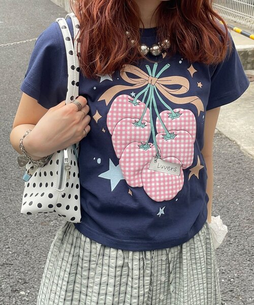 CIAOPANIC(チャオパニック)の「夢かわコンパクトTee(Tシャツ/カットソー・レディース・ホワイト/ブルー/ブルー系その他/ホワイト系その他・ONE SIZE)」の4枚目の写真