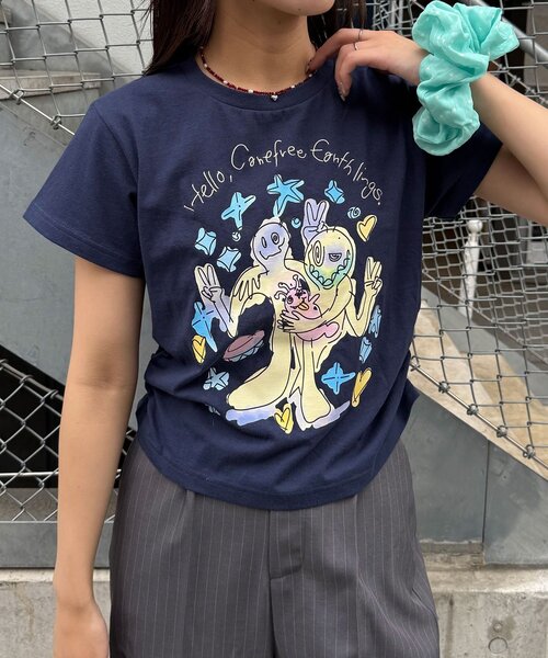 CIAOPANIC(チャオパニック)の「夢かわコンパクトTee(Tシャツ/カットソー・レディース・ホワイト/ブルー/ブルー系その他/ホワイト系その他・ONE SIZE)」の3枚目の写真