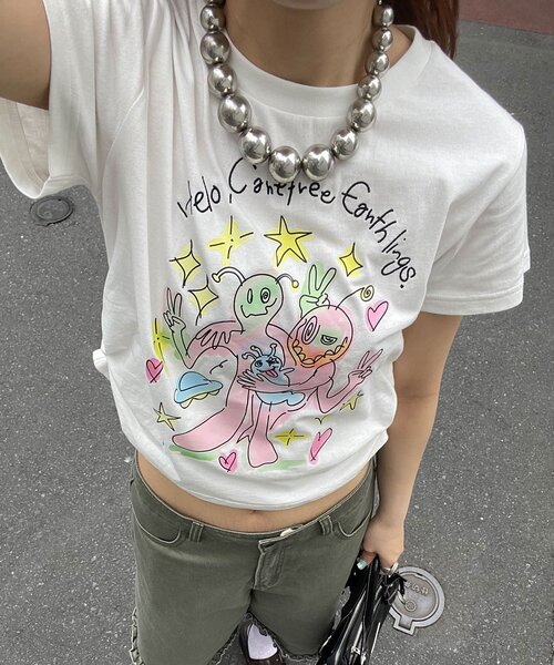 CIAOPANIC(チャオパニック)の「夢かわコンパクトTee(Tシャツ/カットソー・レディース・ホワイト/ブルー/ブルー系その他/ホワイト系その他・ONE SIZE)」の22枚目の写真