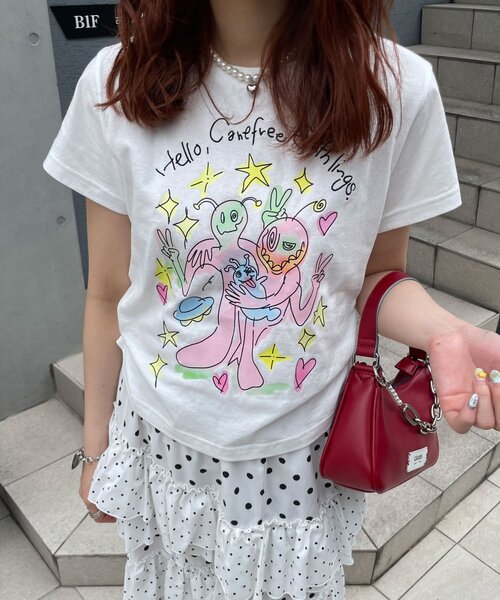 CIAOPANIC(チャオパニック)の「夢かわコンパクトTee(Tシャツ/カットソー・レディース・ホワイト/ブルー/ブルー系その他/ホワイト系その他・ONE SIZE)」の20枚目の写真