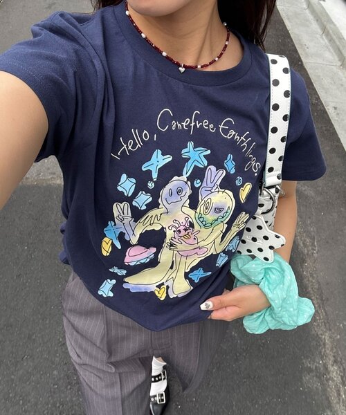 CIAOPANIC(チャオパニック)の「夢かわコンパクトTee(Tシャツ/カットソー・レディース・ホワイト/ブルー/ブルー系その他/ホワイト系その他・ONE SIZE)」の7枚目の写真