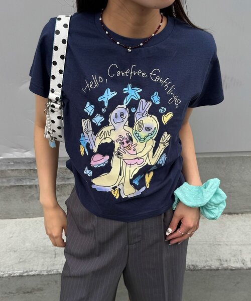 CIAOPANIC(チャオパニック)の「夢かわコンパクトTee(Tシャツ/カットソー・レディース・ホワイト/ブルー/ブルー系その他/ホワイト系その他・ONE SIZE)」の6枚目の写真