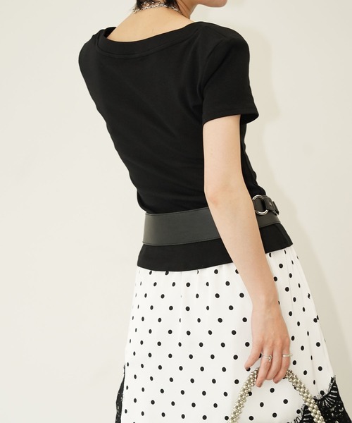 chuclla(チュクラ)の「アシンメトリードレープトップス chw26s359(Tシャツ/カットソー・レディース・ブラック/ホワイト・FREE)」の11枚目の写真