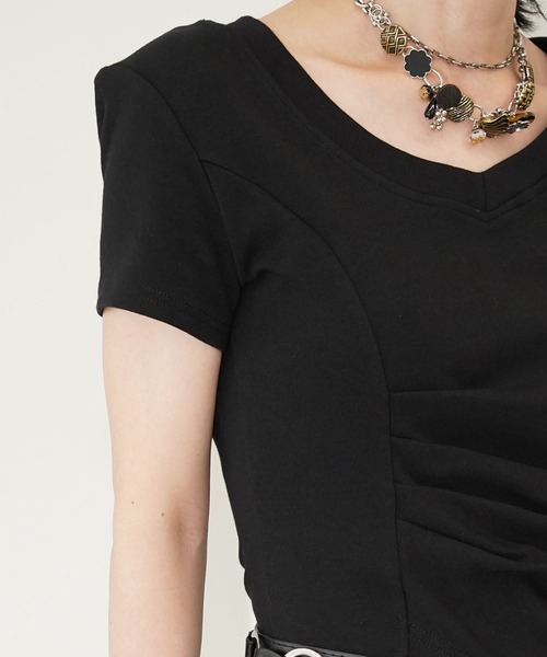 chuclla(チュクラ)の「アシンメトリードレープトップス chw26s359(Tシャツ/カットソー・レディース・ブラック/ホワイト・FREE)」の12枚目の写真