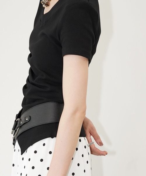 chuclla(チュクラ)の「アシンメトリードレープトップス chw26s359(Tシャツ/カットソー・レディース・ブラック/ホワイト・FREE)」の16枚目の写真