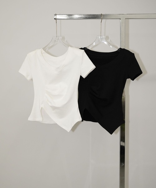 chuclla(チュクラ)の「アシンメトリードレープトップス chw26s359(Tシャツ/カットソー・レディース・ブラック/ホワイト・FREE)」の17枚目の写真