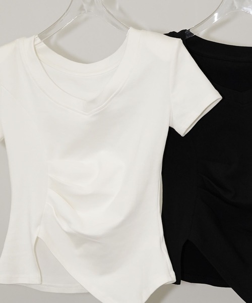 chuclla(チュクラ)の「アシンメトリードレープトップス chw26s359(Tシャツ/カットソー・レディース・ブラック/ホワイト・FREE)」の19枚目の写真