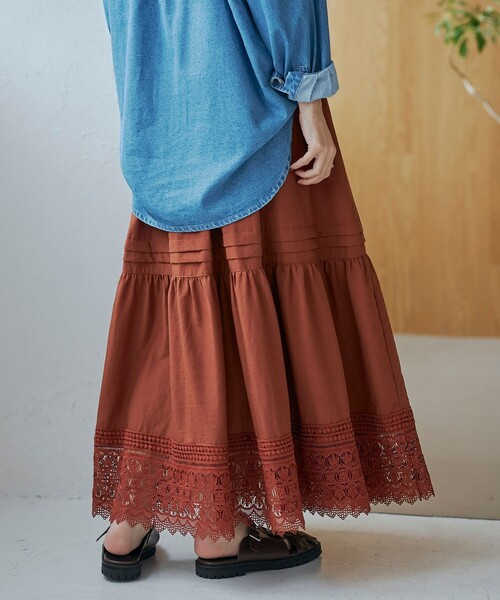 coen(コーエン)の「裾レース刺繍ティアードスカート(スカート・レディース・ブラック/オレンジ系その他・FREE)」の15枚目の写真