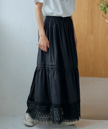 裾レース刺繍ティアードスカート