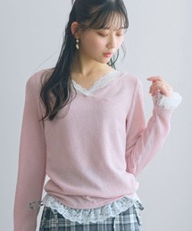 ＜大きいサイズ＞カシュクール風レースアソートカットソートップス marun