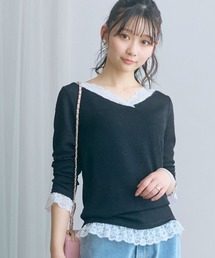 marun | ＜大きいサイズ＞カシュクール風レースアソートカットソートップス marun(Tシャツ/カットソー)