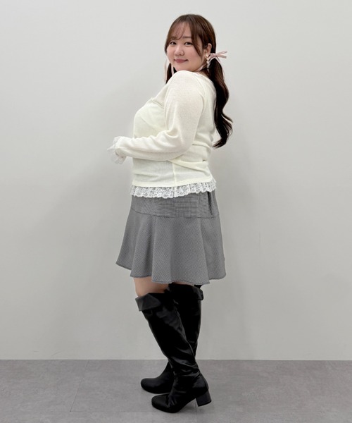marun(マルン)の「<大きいサイズ>カシュクール風レースアソートカットソートップス marun(Tシャツ/カットソー・レディース・ブラック/オフホワイト/ピンク・L/4L/3L/LL/5L)」の6枚目の写真