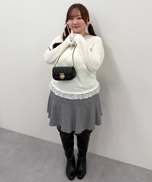 marun(マルン)の「<大きいサイズ>カシュクール風レースアソートカットソートップス marun(Tシャツ/カットソー・レディース・ブラック/オフホワイト/ピンク・L/4L/3L/LL/5L)」の8枚目の写真