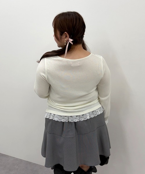 marun(マルン)の「<大きいサイズ>カシュクール風レースアソートカットソートップス marun(Tシャツ/カットソー・レディース・ブラック/オフホワイト/ピンク・L/4L/3L/LL/5L)」の10枚目の写真