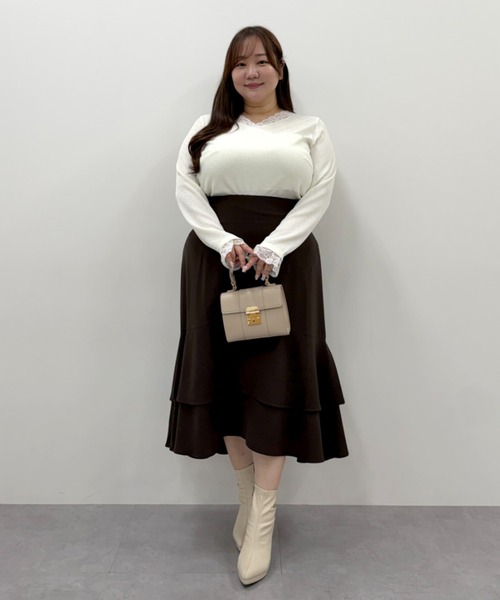 marun(マルン)の「<大きいサイズ>カシュクール風レースアソートカットソートップス marun(Tシャツ/カットソー・レディース・ブラック/オフホワイト/ピンク・L/4L/3L/LL/5L)」の17枚目の写真