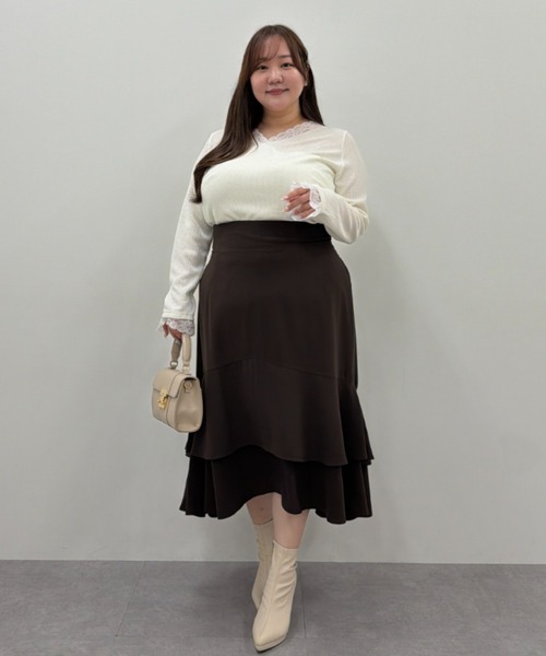 marun(マルン)の「<大きいサイズ>カシュクール風レースアソートカットソートップス marun(Tシャツ/カットソー・レディース・ブラック/オフホワイト/ピンク・L/4L/3L/LL/5L)」の18枚目の写真