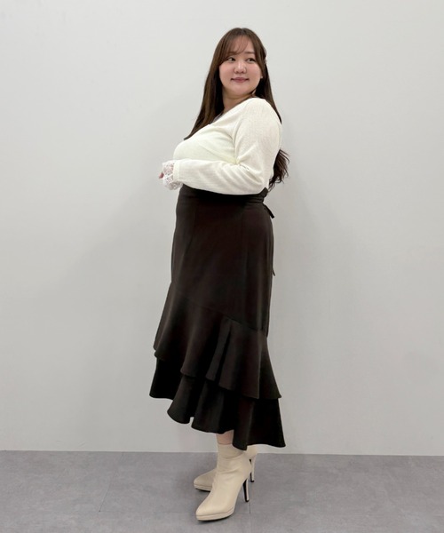 marun(マルン)の「<大きいサイズ>カシュクール風レースアソートカットソートップス marun(Tシャツ/カットソー・レディース・ブラック/オフホワイト/ピンク・L/4L/3L/LL/5L)」の19枚目の写真