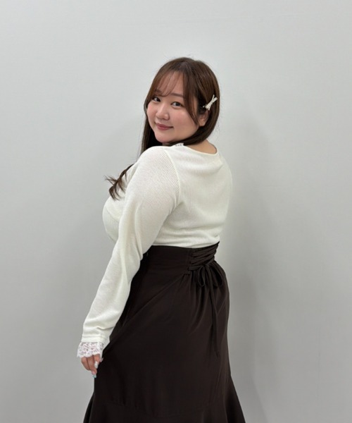 marun(マルン)の「<大きいサイズ>カシュクール風レースアソートカットソートップス marun(Tシャツ/カットソー・レディース・ブラック/オフホワイト/ピンク・L/4L/3L/LL/5L)」の22枚目の写真
