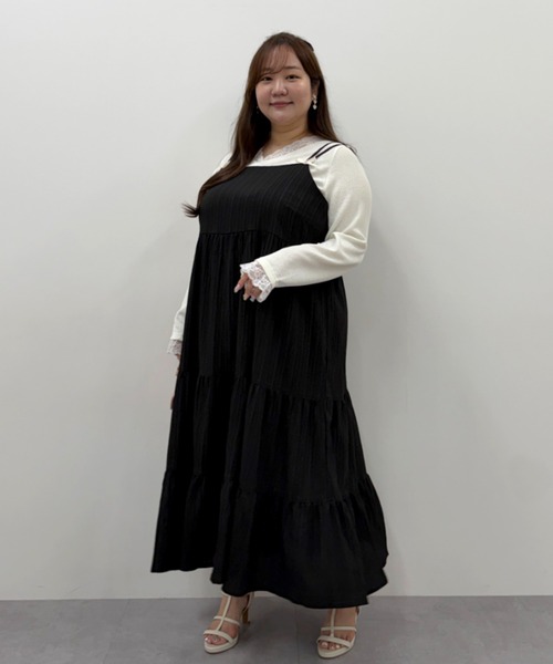 marun(マルン)の「<大きいサイズ>カシュクール風レースアソートカットソートップス marun(Tシャツ/カットソー・レディース・ブラック/オフホワイト/ピンク・L/4L/3L/LL/5L)」の11枚目の写真