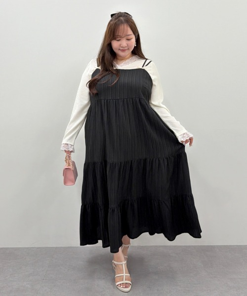 marun(マルン)の「<大きいサイズ>カシュクール風レースアソートカットソートップス marun(Tシャツ/カットソー・レディース・ブラック/オフホワイト/ピンク・L/4L/3L/LL/5L)」の12枚目の写真