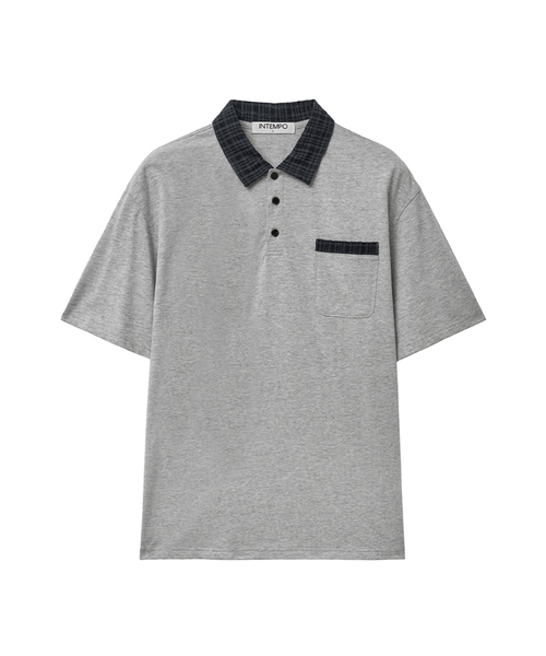INTEMPOMOOD(インテンポムード)の「ノーブルチェックカラーTシャツ : 2カラー(Tシャツ/カットソー・メンズ・ブラック/グレー・MEDIUM/LARGE)」の1枚目の写真