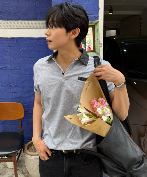 INTEMPOMOOD(インテンポムード)の「ノーブルチェックカラーTシャツ : 2カラー(Tシャツ/カットソー・メンズ・ブラック/グレー・MEDIUM/LARGE)」の3枚目の写真