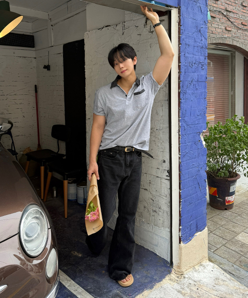 INTEMPOMOOD(インテンポムード)の「ノーブルチェックカラーTシャツ : 2カラー(Tシャツ/カットソー・メンズ・ブラック/グレー・MEDIUM/LARGE)」の5枚目の写真