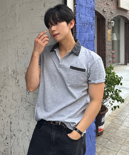 INTEMPOMOOD(インテンポムード)の「ノーブルチェックカラーTシャツ : 2カラー(Tシャツ/カットソー・メンズ・ブラック/グレー・MEDIUM/LARGE)」の6枚目の写真