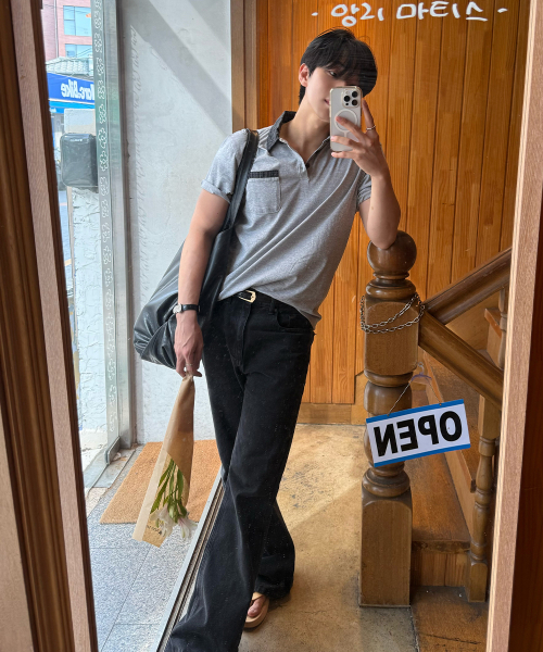 INTEMPOMOOD(インテンポムード)の「ノーブルチェックカラーTシャツ : 2カラー(Tシャツ/カットソー・メンズ・ブラック/グレー・MEDIUM/LARGE)」の8枚目の写真