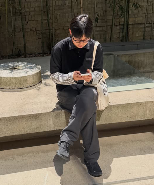 INTEMPOMOOD(インテンポムード)の「ノーブルチェックカラーTシャツ : 2カラー(Tシャツ/カットソー・メンズ・ブラック/グレー・MEDIUM/LARGE)」の13枚目の写真