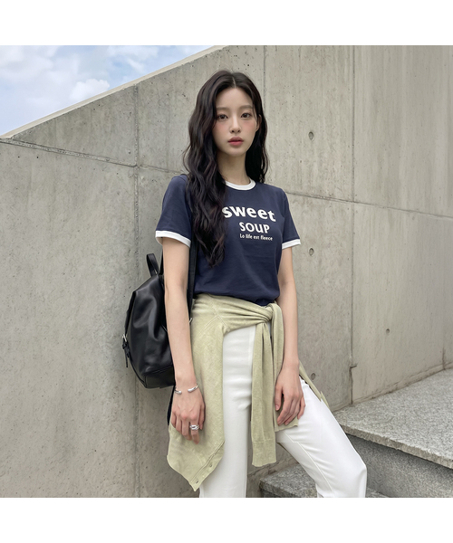 SWEET SOUP(スウィートスープ)の「アーチロゴリンガーTシャツ(WC6STF4)(Tシャツ/カットソー・レディース・ネイビー/ライトグレー/ホワイト・FREE)」の3枚目の写真