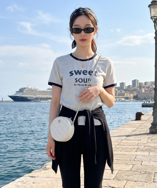 SWEET SOUP(スウィートスープ)の「アーチロゴリンガーTシャツ(WC6STF4)(Tシャツ/カットソー・レディース・ネイビー/ライトグレー/ホワイト・FREE)」の5枚目の写真