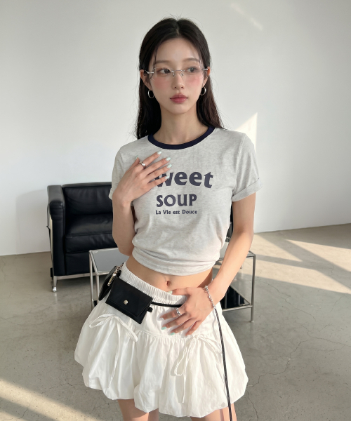 SWEET SOUP(スウィートスープ)の「アーチロゴリンガーTシャツ(WC6STF4)(Tシャツ/カットソー・レディース・ネイビー/ライトグレー/ホワイト・FREE)」の7枚目の写真