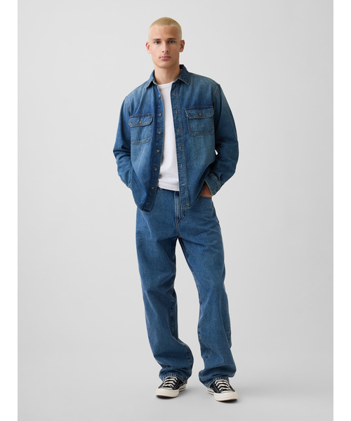 GAP(ギャップ)の「ウルトラソフトデニム リラックスフィット ユーティリティシャツ(シャツ/ブラウス・メンズ・ブルー・XS/XL/L/M/S)」の2枚目の写真
