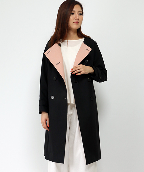 LBC(エルビーシー)の「コットンナイロンツイルカラートレンチコート(トレンチコート・レディース・ベージュ/ネイビー・LARGE/MEDIUM)」の1枚目の写真