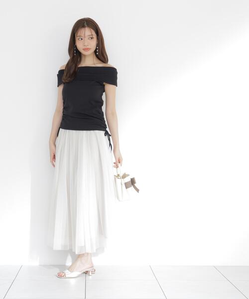 PROPORTION BODY DRESSING(プロポーションボディドレッシング)の「<E>リボン付きチュールスカート / 1216227802(スカート・レディース・ベージュ/ホワイト系その他・MEDIUM/P/S)」の2枚目の写真