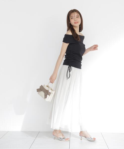 PROPORTION BODY DRESSING(プロポーションボディドレッシング)の「<E>リボン付きチュールスカート / 1216227802(スカート・レディース・ベージュ/ホワイト系その他・MEDIUM/P/S)」の5枚目の写真