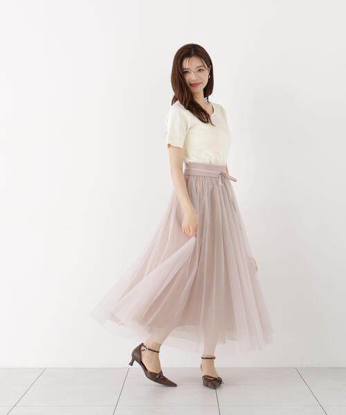 PROPORTION BODY DRESSING(プロポーションボディドレッシング)の「<E>リボン付きチュールスカート / 1216227802(スカート・レディース・ベージュ/ホワイト系その他・MEDIUM/P/S)」の21枚目の写真