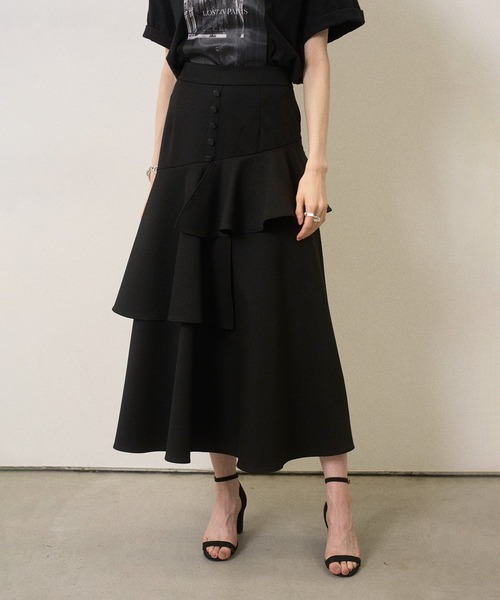 MIELI INVARIANT(ミエリインヴァリアント)の「Marine Peplum Asymmetry Skirt(スカート・レディース・ベージュ/ブラック・MEDIUM/SMALL)」の18枚目の写真