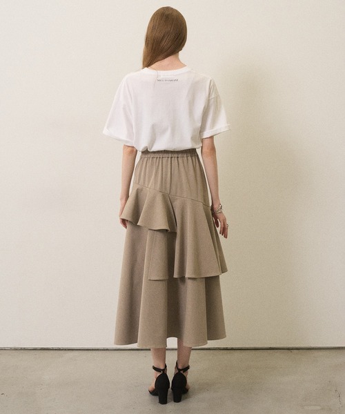 MIELI INVARIANT(ミエリインヴァリアント)の「Marine Peplum Asymmetry Skirt(スカート・レディース・ベージュ/ブラック・MEDIUM/SMALL)」の13枚目の写真