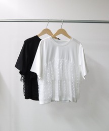 ドットチュールフリル付きTシャツ