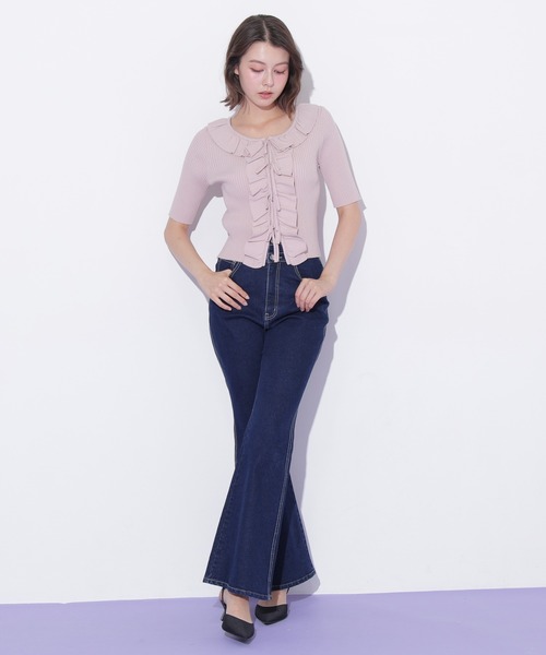 JILL by JILL STUART(ジルバイジルスチュアート)の「ハイウエストフレアデニムパンツ(その他パンツ・レディース・ネイビー/ピンク・MEDIUM/SMALL)」の9枚目の写真