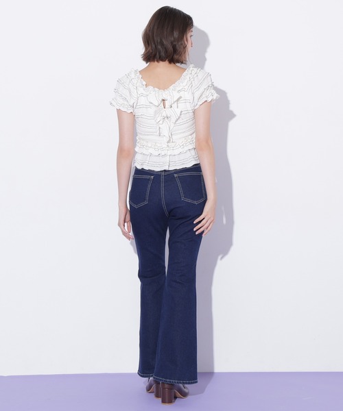 JILL by JILL STUART(ジルバイジルスチュアート)の「ハイウエストフレアデニムパンツ(その他パンツ・レディース・ネイビー/ピンク・MEDIUM/SMALL)」の5枚目の写真
