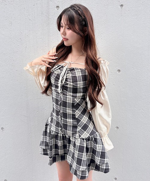 NOMAE(ノーマエ)の「ボレロレイヤードワンピース(ワンピース・レディース・ブラウン/グレー/ダークグレー/ブラウン系その他/グレー系その他2/グレー系その他・FREE)」の4枚目の写真