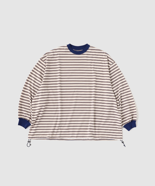 is-ness(イズネス)の「is-ness / イズネス Balloon Border Long-sleeve T-Shi(Tシャツ/カットソー・メンズ・ライトブルー/ブルー・LARGE/MEDIUM)」の1枚目の写真