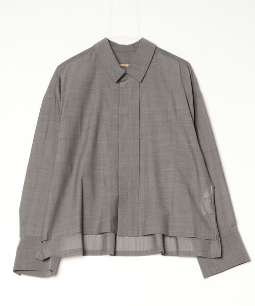ROBES&CONFECTIONS（ローブスコンフェクションズ）の「Robes&Confections/ローブス&コンフェクションズ/ウールシャンブレーボイルフレアシャツ（シャツ/ブラウス・レディース・ブルー/ブラック/ホワイト系2/チャコールグレー・1）」の3枚目の写真